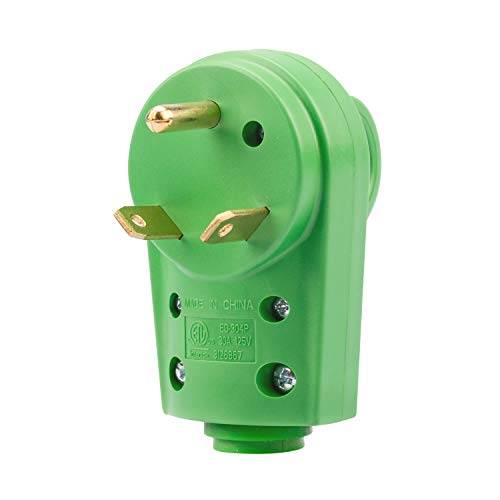 Load image into Gallery viewer, RVGUARD NEMA TT-30P RV Replacement Male Plug 125V 30 Amp with Disconnect Handle, Green
