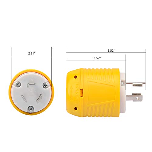 RVGUARD Industrial Grade 20 Amp 125V Locking Plug, NEMA L5-20P, 2P, 3W Locking Male Plug Connector, Grounding 2500 Watts, ETL Listed