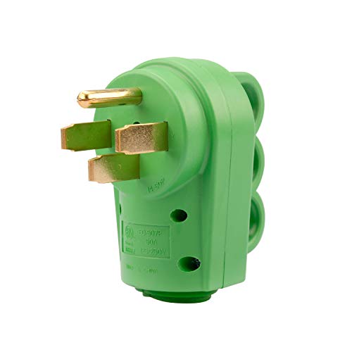 Load image into Gallery viewer, RVGUARD NEMA 14-50P RV Replacement Male Plug, 125/250V 50 Amp with Disconnect Handle, Green
