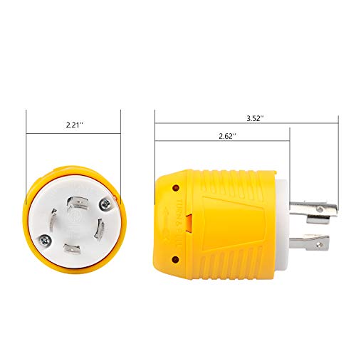 Load image into Gallery viewer, RVGUARD NEMA L14-30P Generator Plug Connector, 30 Amp AC 125V/250V,3 Pole-4 Wire,Twist Locking,Yellow White,Copper Pins,7500 Watt ETL
