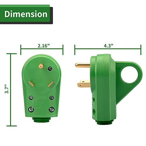 Load image into Gallery viewer, RVGUARD NEMA TT-30P RV Replacement Male Plug 125V 30 Amp with Disconnect Handle, Green
