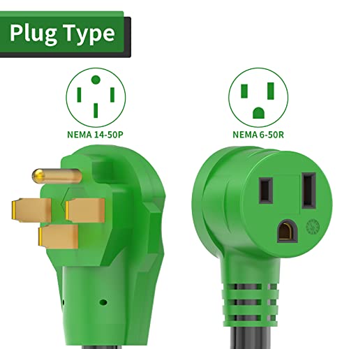 Load image into Gallery viewer, RVGUARD Welder Adapter Cord 12 Inch, NEMA 14-50P to 6-50R, 50 Amp Welder Adapter, Green
