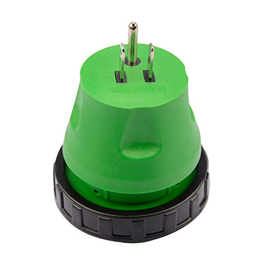 Load image into Gallery viewer, RVGUARD 3 Prong 15 Amp to 30 Amp RV Adapter Plug with Locking Connector, 5-15P to L5-30R 125 Volt AC Camper Generator Adapter Electrical Converter Plug Green
