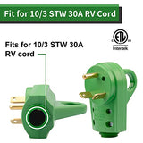 RVGUARD NEMA TT-30P RV Replacement Male Plug 125V 30 Amp with Disconnect Handle, Green