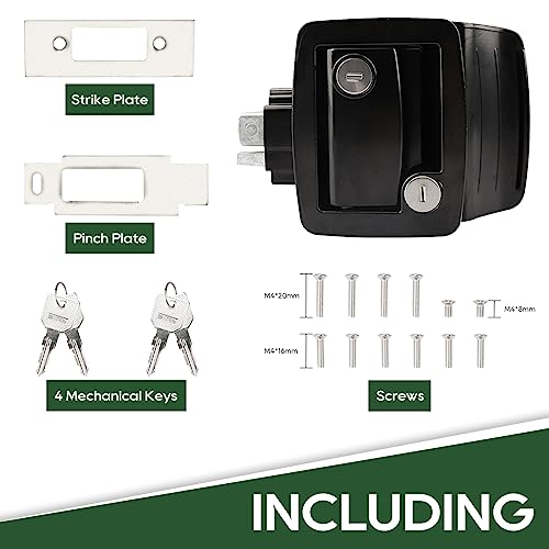 Load image into Gallery viewer, RVGUARD RV Door Latch, Entry Door Lock for Trailer and Camper with Paddle Deadbolt, Zinc Alloy Lock Replacement Kit 4 Keys, Black
