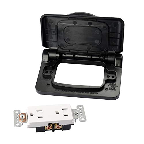 Load image into Gallery viewer, RVGUARD RV Spring-Loaded Weatherproof Receptacle Cover in Black (Receptacle Included)
