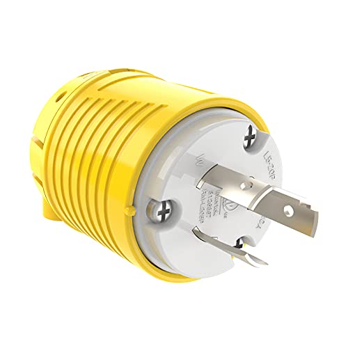 Load image into Gallery viewer, RVGUARD Industrial Grade 20 Amp 125V Locking Plug, NEMA L5-20P, 2P, 3W Locking Male Plug Connector, Grounding 2500 Watts, ETL Listed
