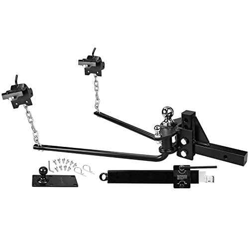 RVGUARD 1000lb Weight Distribution Hitch Kit, with Sway Control, 2 Inch Shank, 2-5/16 Inch Ball