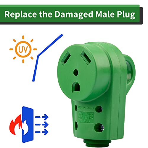 Load image into Gallery viewer, RVGUARD NEMA TT-30R RV Replacement Female Plug 125V 30 Amp with Disconnect Handle, Green
