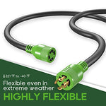 RVGUARD 4 Prong 30 Amp 25 Foot Generator Extension Cord, NEMA L14-30P/L14-30R, 125/250V Up to 7500W 10 Gauge SJTW Generator Cord with Cord Organizer, ETL Listed