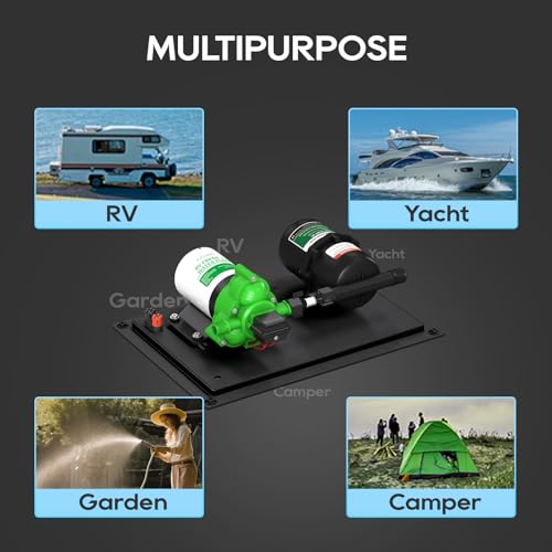 Load image into Gallery viewer, RVGUARD RV Water Pump and Accumulator Tank System, 3.5 GPM 45 PSI Diaphragm Pump with 2 Gallon Accumulator Tank, For RV, Boat, Travel Trailer
