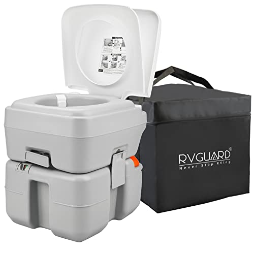 Load image into Gallery viewer, RVGUARD Portable Toilet, Portable Outdoor Camping and Traveling Toilet, 5.3 Gallon Waste Tank with Level Indicator, Come with Carry Bag and Wash Sprayer, for Camping, RV, Yacht and Truck Driver Use
