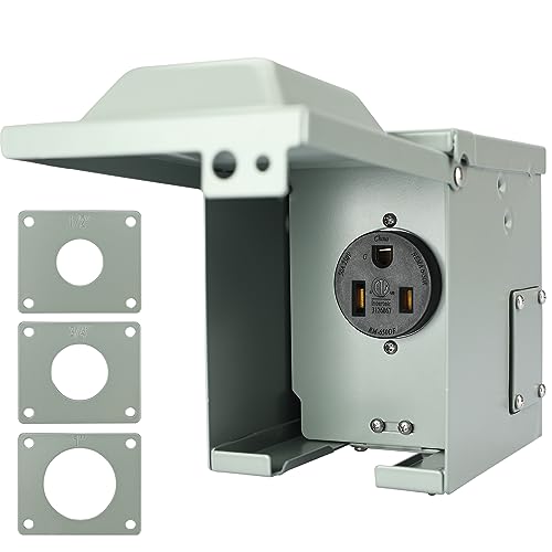 50 Amp 250 Volt 6-50R EV/Welding Power Outlet Box, Enclosed Lockable Weatherproof Outdoor Electrical Panel