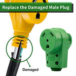 RVGUARD NEMA TT-30R RV Replacement Male Plug 125V 30 Amp with Disconnect Handle, Green