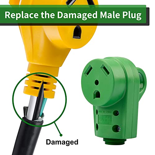 Load image into Gallery viewer, RVGUARD NEMA TT-30R RV Replacement Female Plug 125V 30 Amp with Disconnect Handle, Green
