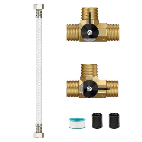 RVGUARD RV Water Heater By-Pass Kit, 12" Reinforced Hose and Fittings