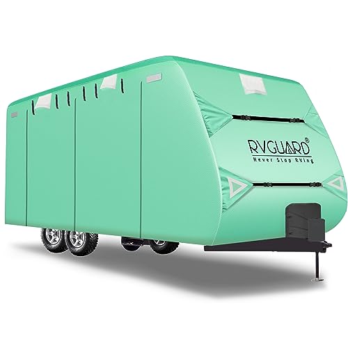 Load image into Gallery viewer, RVGUARD Travel Trailer Cover, 300D Oxford Cover fits for 18&#39; - 20&#39; RV, Upgrade UV Resistant Oxford Fabric, Quick Side Door Access, Come with Maintenance Accessory and Storage Bag
