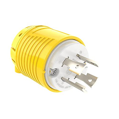 RVGUARD NEMA L14-30P Generator Plug Connector, 30 Amp AC 125V/250V,3 Pole-4 Wire,Twist Locking,Yellow White,Copper Pins,7500 Watt ETL