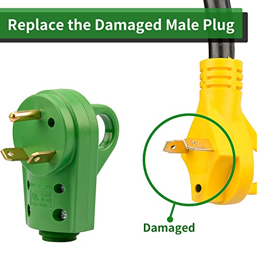 Load image into Gallery viewer, RVGUARD NEMA TT-30P RV Replacement Male Plug 125V 30 Amp with Disconnect Handle, Green
