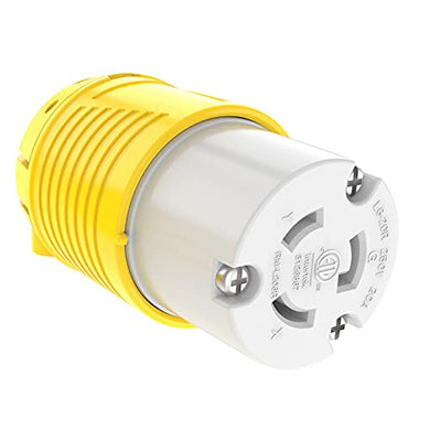 RVGUARD Industrial Grade 20 Amp 250V NEMA L6-20R, 2P, 3W Locking Female Connector, Grounding 5000 Watts Generator Rating ETL