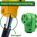 RVGUARD NEMA 14-50R RV Replacement Female Plug, 125/250V 50 Amp with Disconnect Handle, Green