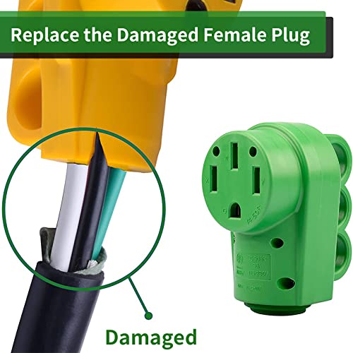 Load image into Gallery viewer, RVGUARD NEMA 14-50R RV Replacement Female Plug, 125/250V 50 Amp with Disconnect Handle, Green
