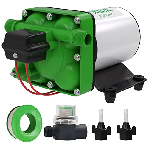 Load image into Gallery viewer, RVGUARD Fresh Water Pump, 12V DC Self Priming Diaphragm Water Pump, 5.5 GPM with Strainer Filter, Adapters, for RV, Yacht, Garden, Camper
