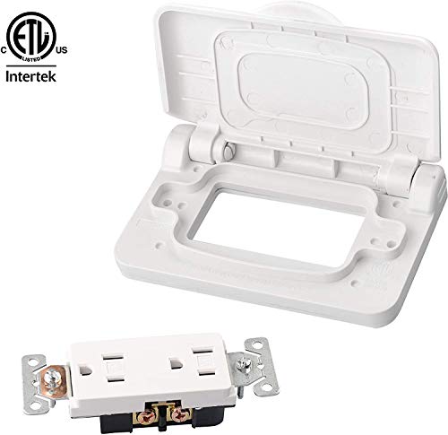 Load image into Gallery viewer, RVGUARD RV Spring-Loaded Weatherproof Receptacle Cover in White (Receptacle Included)
