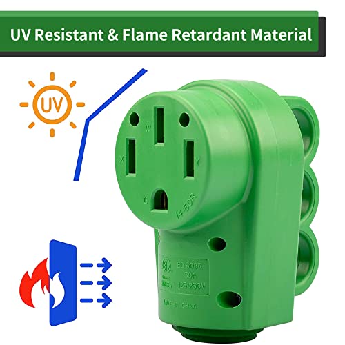 Load image into Gallery viewer, RVGUARD NEMA 14-50R RV Replacement Female Plug, 125/250V 50 Amp with Disconnect Handle, Green
