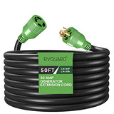 RVGUARD 4 Prong 30 Amp 50 Foot Generator Extension Cord, NEMA L14-30P/L14-30R, 125/250V Up to 7500W 10 Gauge SJTW Generator Cord with Cord Organizer, ETL Listed