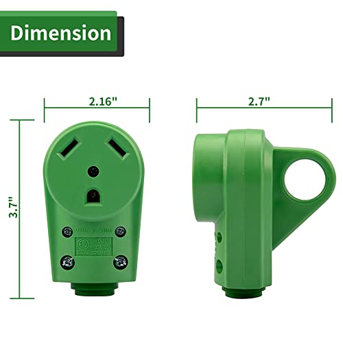 Load image into Gallery viewer, RVGUARD NEMA TT-30R RV Replacement Female Plug 125V 30 Amp with Disconnect Handle, Green
