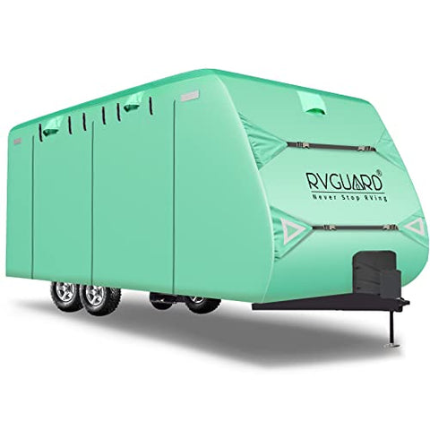 RVGUARD Travel Trailer Cover, 500D Oxford Cover fits for 27' - 30' RV, Upgrade UV Resistant Oxford Fabric, Quick Side Door Access, Come with Maintenance Accessory and Storage Bag