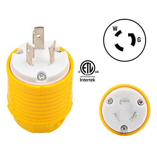 Load image into Gallery viewer, RVGUARD Industrial Grade 20 Amp 125V Locking Plug, NEMA L5-20P, 2P, 3W Locking Male Plug Connector, Grounding 2500 Watts, ETL Listed
