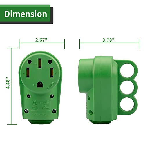 Load image into Gallery viewer, RVGUARD NEMA 14-50R RV Replacement Female Plug, 125/250V 50 Amp with Disconnect Handle, Green
