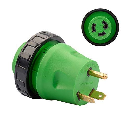 RVGUARD 30 Amp to 30 Amp RV Adapter Plug with Locking Connector, TT-30P Male Plug to L5-30R Female Plug