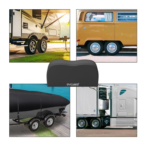 Load image into Gallery viewer, RVGUARD RV Tire Covers, 2 Packs Dual Axle RV Tire Covers, Fits 27&quot;-30&quot; Dia Tires, 600D Oxford Waterproof &amp; Anti-UV RV Wheel Covers for RV, Trailer, Camper(Black)
