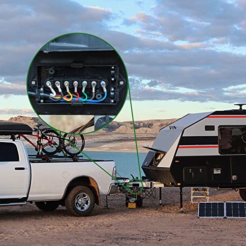 Load image into Gallery viewer, RVGUARD 7 Way 8 Foot Trailer Cord with 7 Gang Junction Box Kit,Include 12V Breakaway Switch and Plug Holder, Trailer Connector Cable Wiring Harness with Waterproof Junction Box
