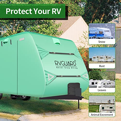 Load image into Gallery viewer, RVGUARD Travel Trailer Cover, 500D Oxford Cover fits for 30&#39; - 33&#39; RV, Upgrade UV Resistant Oxford Fabric, Quick Side Door Access, Come with Maintenance Accessory and Storage Bag
