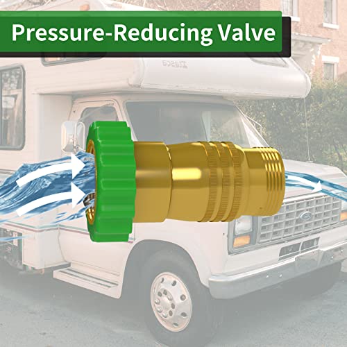 Load image into Gallery viewer, RVGUARD Inline RV Water Pressure Regulator, Brass Lead-Free Water Pressure Reducer with a Inlet Screen Filter for RV, Camper, Travel Trailer
