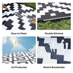 RVGUARD Outdoor Rugs, Reversible Patio Mat 6 x 9 Feet, Waterproof Camping Rugs for Indoor/Outdoor, Patio, RV, Picnic, Beach, Backyard, Deck, Black & White