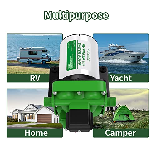 Load image into Gallery viewer, RVGUARD Fresh Water Pump, 12V DC Self Priming Diaphragm Water Pump, 5.5 GPM with Strainer Filter, Adapters, for RV, Yacht, Garden, Camper
