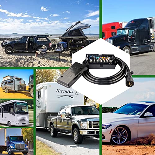 Load image into Gallery viewer, RVGUARD 7 Way 8 Foot Trailer Cord with 7 Gang Junction Box Kit,Include 12V Breakaway Switch and Plug Holder, Trailer Connector Cable Wiring Harness with Waterproof Junction Box
