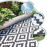 RVGUARD Outdoor Rugs, Reversible Patio Mat 9 x 12 ft, Waterproof Camping Rugs for Indoor/Outdoor, Patio, RV, Picnic, Beach, Backyard, Deck, Black & White