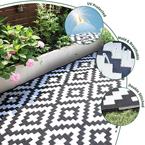  Outdoor Rug Carpet,Watercolor Pink Flower Black Vertical Stripe  Area Rug,Portable Non Slip Carpet Mat for Deck Camping Patios Picnic 4x6 ft  : Patio, Lawn & Garden