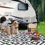 RVGUARD Outdoor Rugs, Reversible Patio Mat 9 x 18 ft, Waterproof Camping Rugs for Indoor/Outdoor, Patio, RV, Picnic, Beach, Backyard, Deck, Black & White