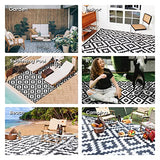 RVGUARD Outdoor Rugs, Reversible Patio Mat 9 x 12 ft, Waterproof Camping Rugs for Indoor/Outdoor, Patio, RV, Picnic, Beach, Backyard, Deck, Black & White