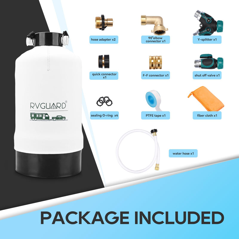 Load image into Gallery viewer, RVGUARD 16,000 Grains Portable Water Softener for RV, Reduces Hardness &amp; Minerals &amp; Improve Water Quality, Protects Water Systems from Hard Water Damage
