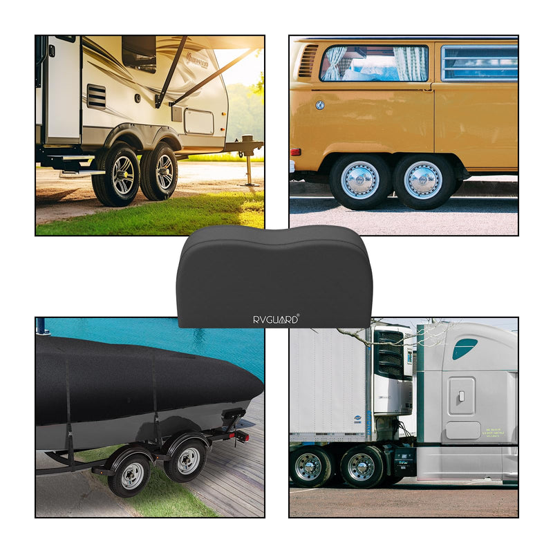 Load image into Gallery viewer, RVGUARD RV Tire Covers, 2 Packs Dual Axle RV Tire Covers, Fits 30&quot;-33&quot; Dia Tires, 600D Oxford Waterproof &amp; Anti-UV RV Wheel Covers for RV, Trailer, Camper(Black)
