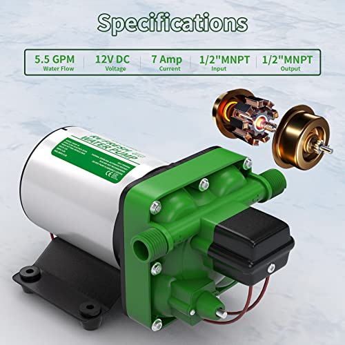 Load image into Gallery viewer, Fresh Water Pump 5.5 GPM with Strainer Filter 12V - RVGUARD
