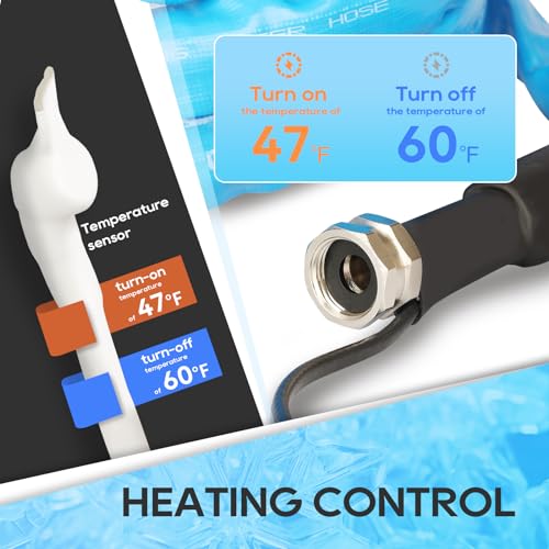 RVGUARD 50FT Heated Water Hose - -20°F Freeze Protection With Thermostat For RV & Home